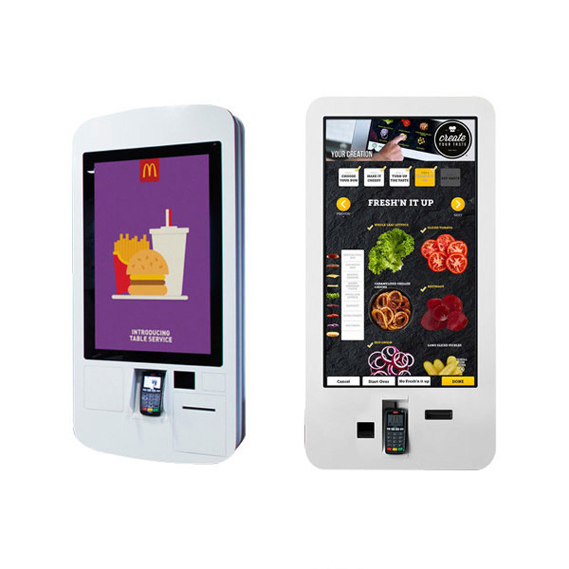 Kiosque de commande de service d'individu de nourriture, kiosque d'affichage d'écran tactile avec le système de position/imprimante de Bill