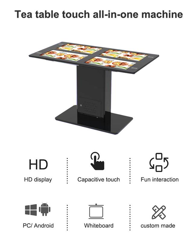 Table interactive de contact d'affichage à cristaux liquides du support LED avec le mini PC incorporé Winows ou OS d'Android pour annoncer la table futée de jeu