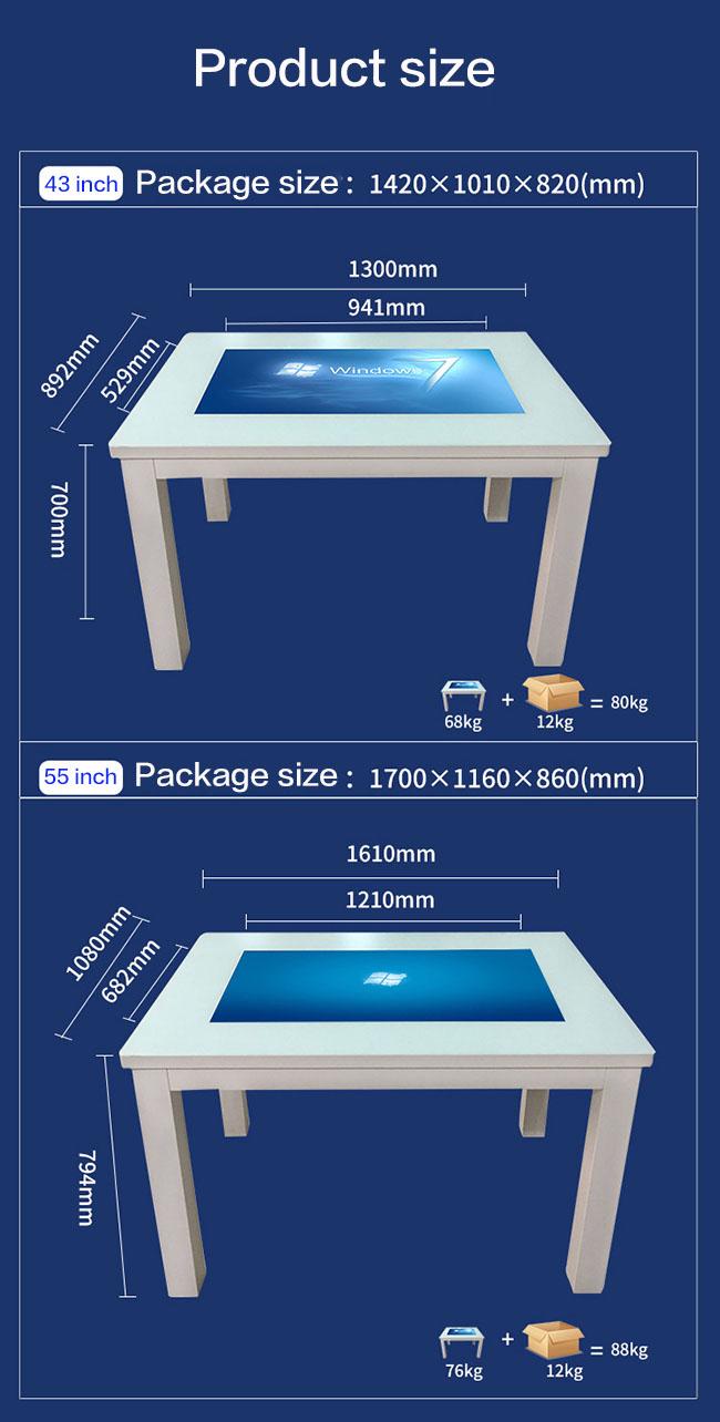 Table basse imperméable de contact d'écran tactile intelligent multi interactif de contact de 43 pouces pour le café/hôtel/restaurant/bureau/maison