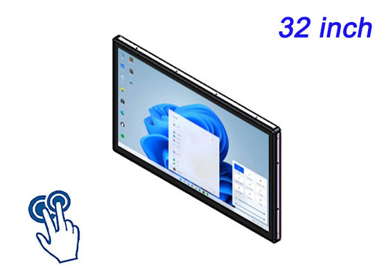 Moniteur intégré tactile Windows 32 pouces pour les salles de contrôle, les écrans logistiques, les systèmes de surveillance et les interfaces de transport public