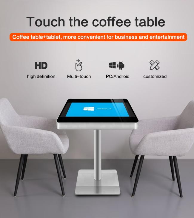 L'écran interactif imperméable d'affichage à cristaux liquides touchent le Tableau futé de jeu de table basse avec le contact pour le mail ou le restaurant